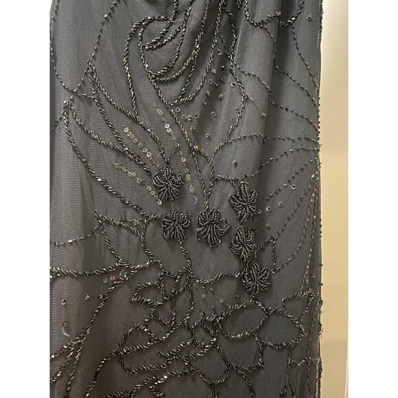 Cache Vintage Dress Womens Medium Black Beaded One Shoulder Asymmetrical Formal - Picture 6 of 7